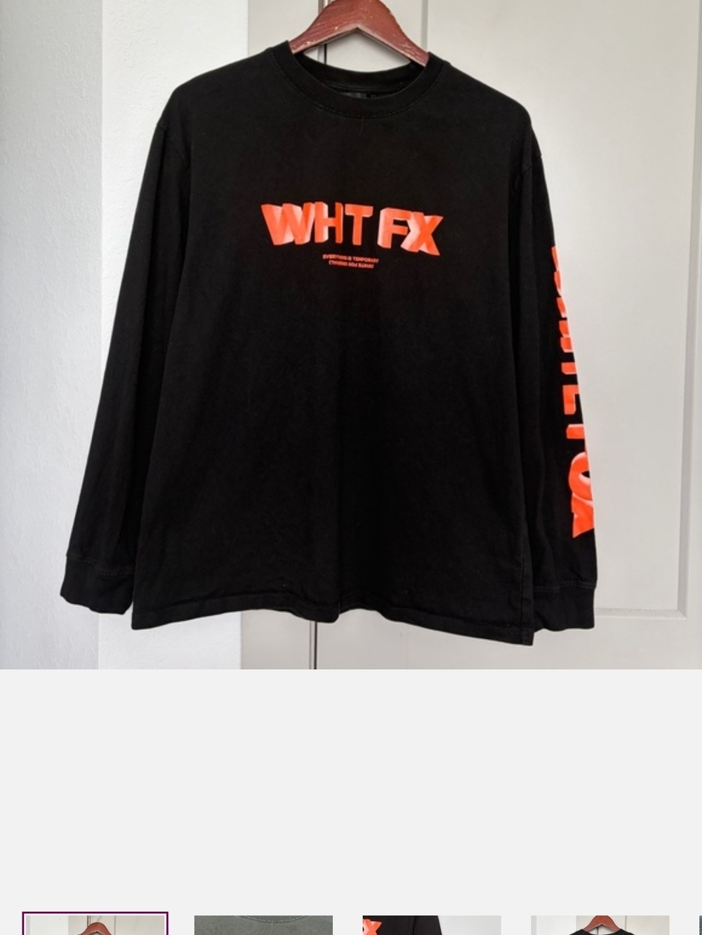 White Fox Boutique Black Long Sleeve Tee with Orange Logo